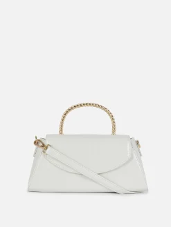 Bandolera De Cocodrilo Sintético Con Asa Metálica