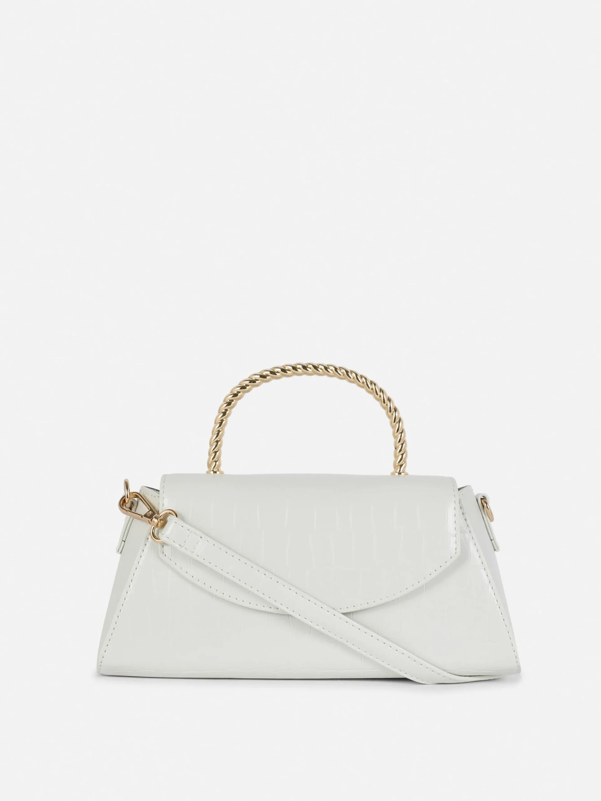 Bandolera De Cocodrilo Sintético Con Asa Metálica