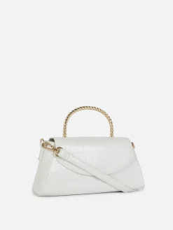 Bandolera De Cocodrilo Sintético Con Asa Metálica