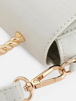 Bandolera De Cocodrilo Sintético Con Asa Metálica