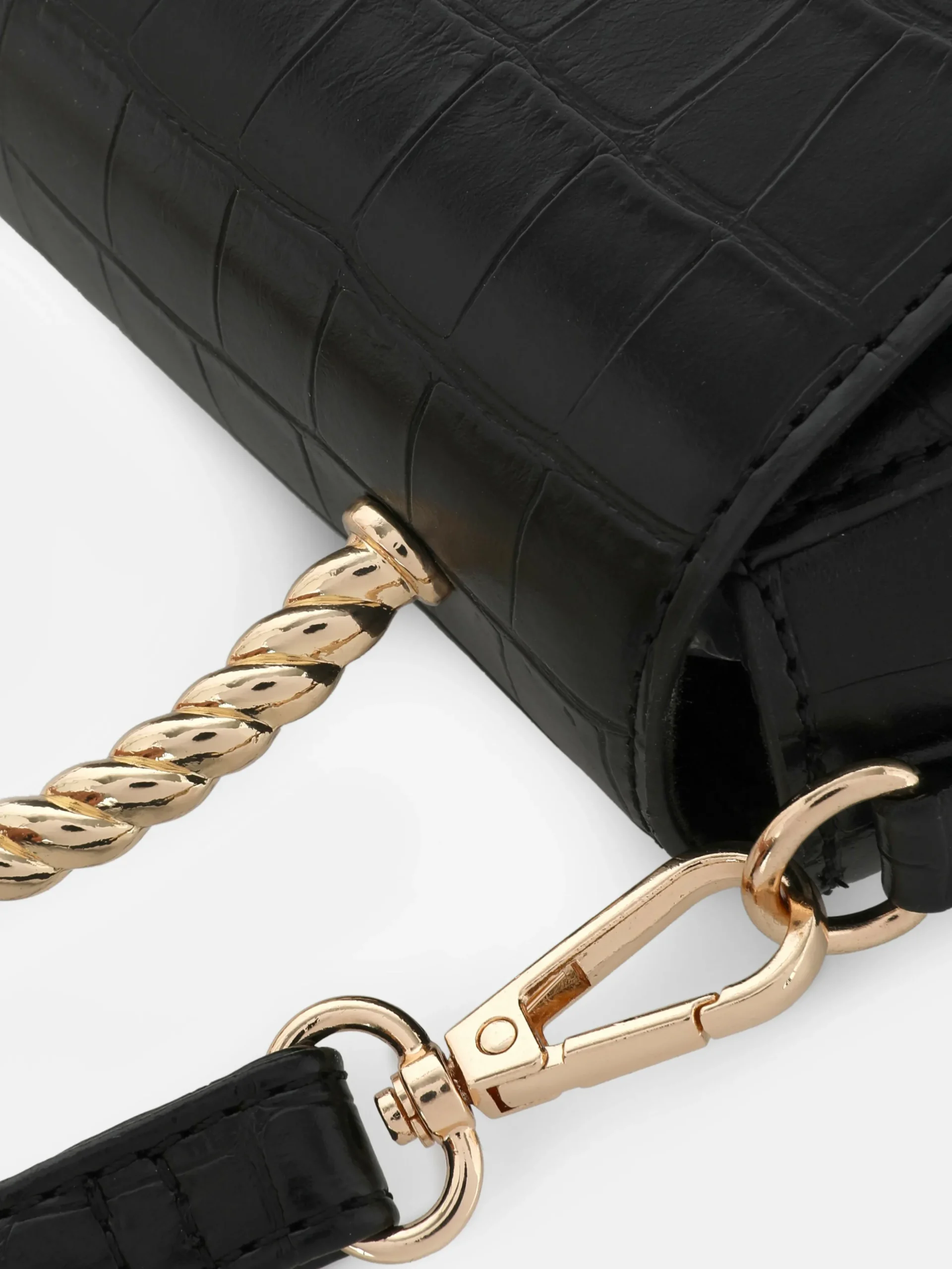 Bandolera De Cocodrilo Sintético Con Asa Metálica