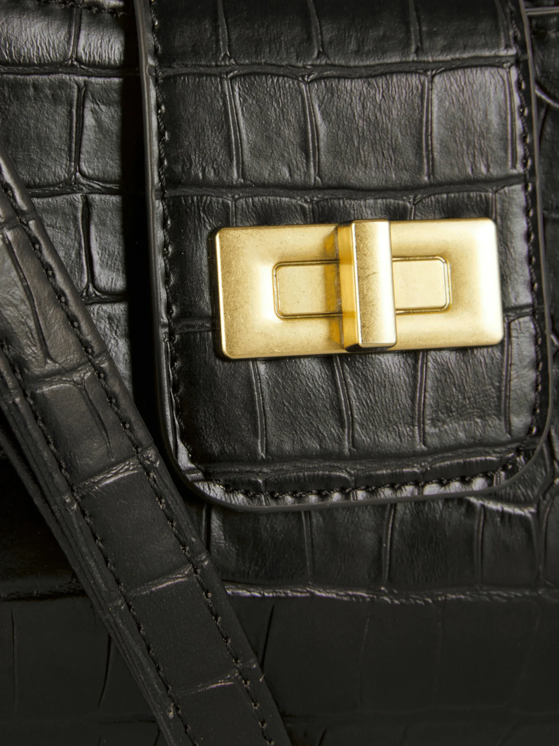 Bandolera De Piel Sintética Con Efecto De Cocodrilo