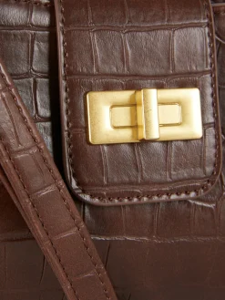 Bandolera De Piel Sintética Con Efecto De Cocodrilo