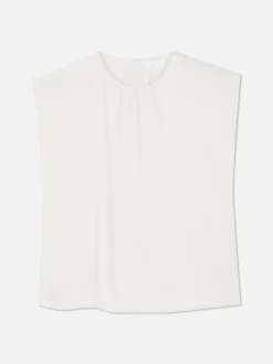 Blusa De Mangas Casquillo Con Cuello Fruncido