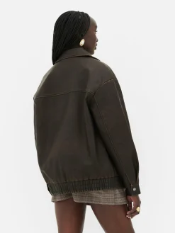 Bómber De Piel Sintética Desgastada De Rita Ora