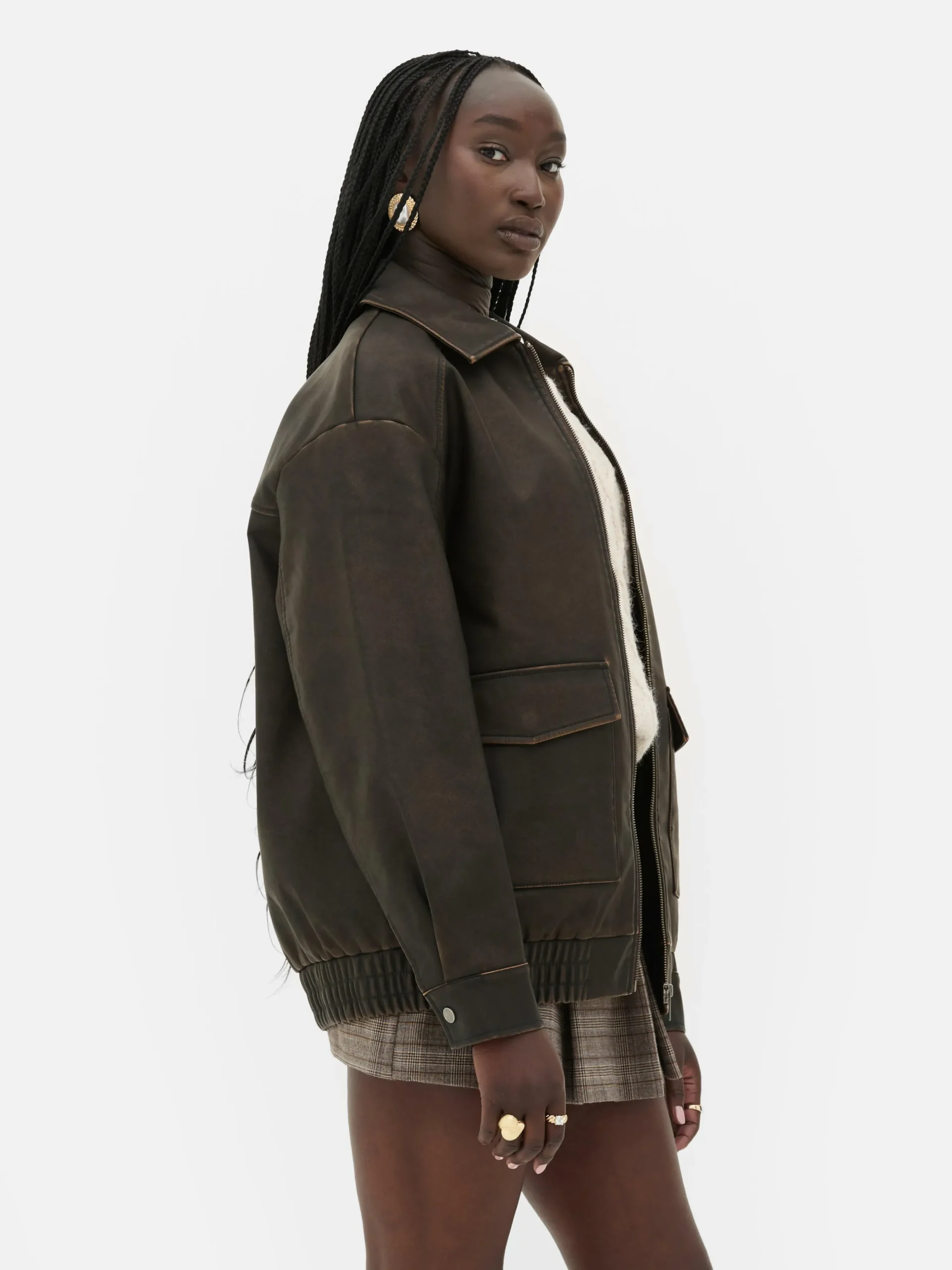 Bómber De Piel Sintética Desgastada De Rita Ora