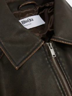 Bómber De Piel Sintética Desgastada De Rita Ora