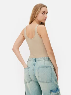 Body Acanalado Sin Costuras De Escote Amplio