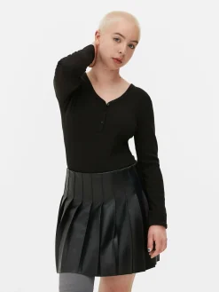 Body De Manga Larga Y Cuello Henley