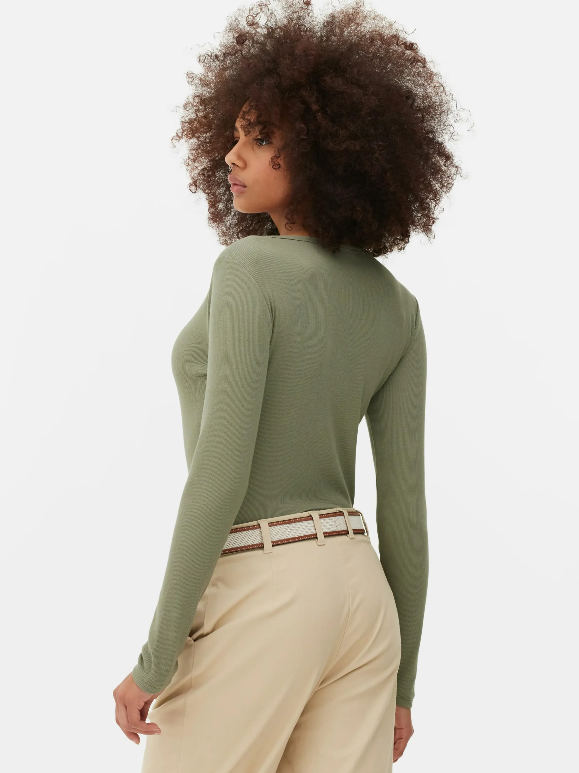 Body De Manga Larga Y Cuello Henley