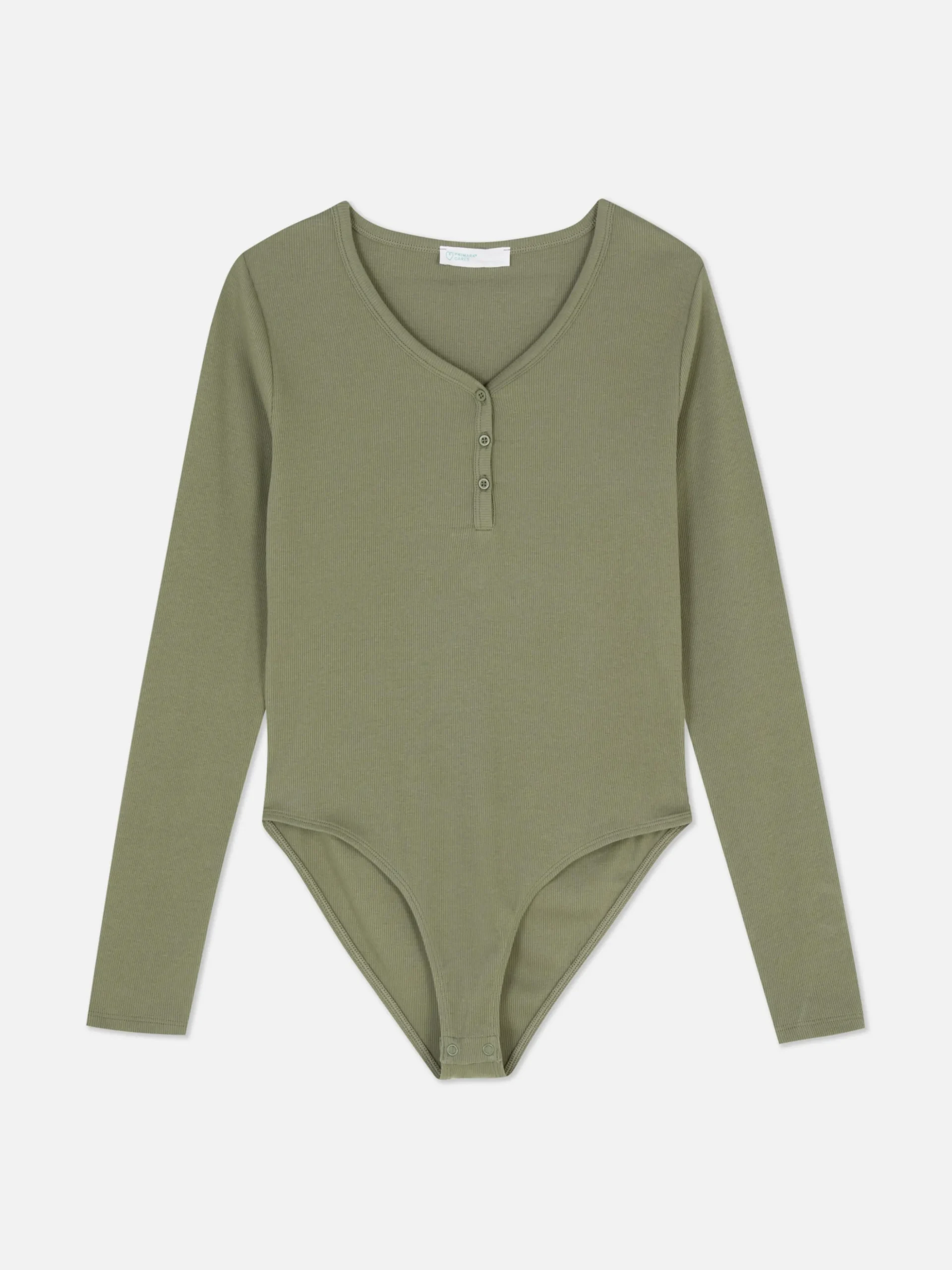 Body De Manga Larga Y Cuello Henley