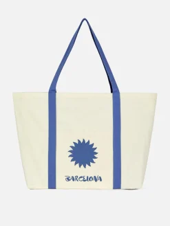 Bolso Shopper De Lona Extragrande Con Diseño Urbano