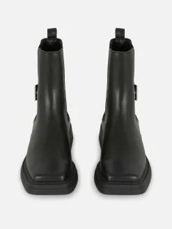 Botines Chelsea De Piel Sintética Con Punta Cuadrada