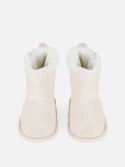 Botines Con Ribete De Pelo Sintético Para Bebé