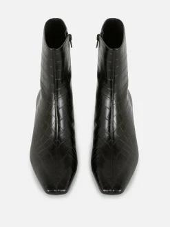 Botines De Tacón Con Puntera Cuadrada