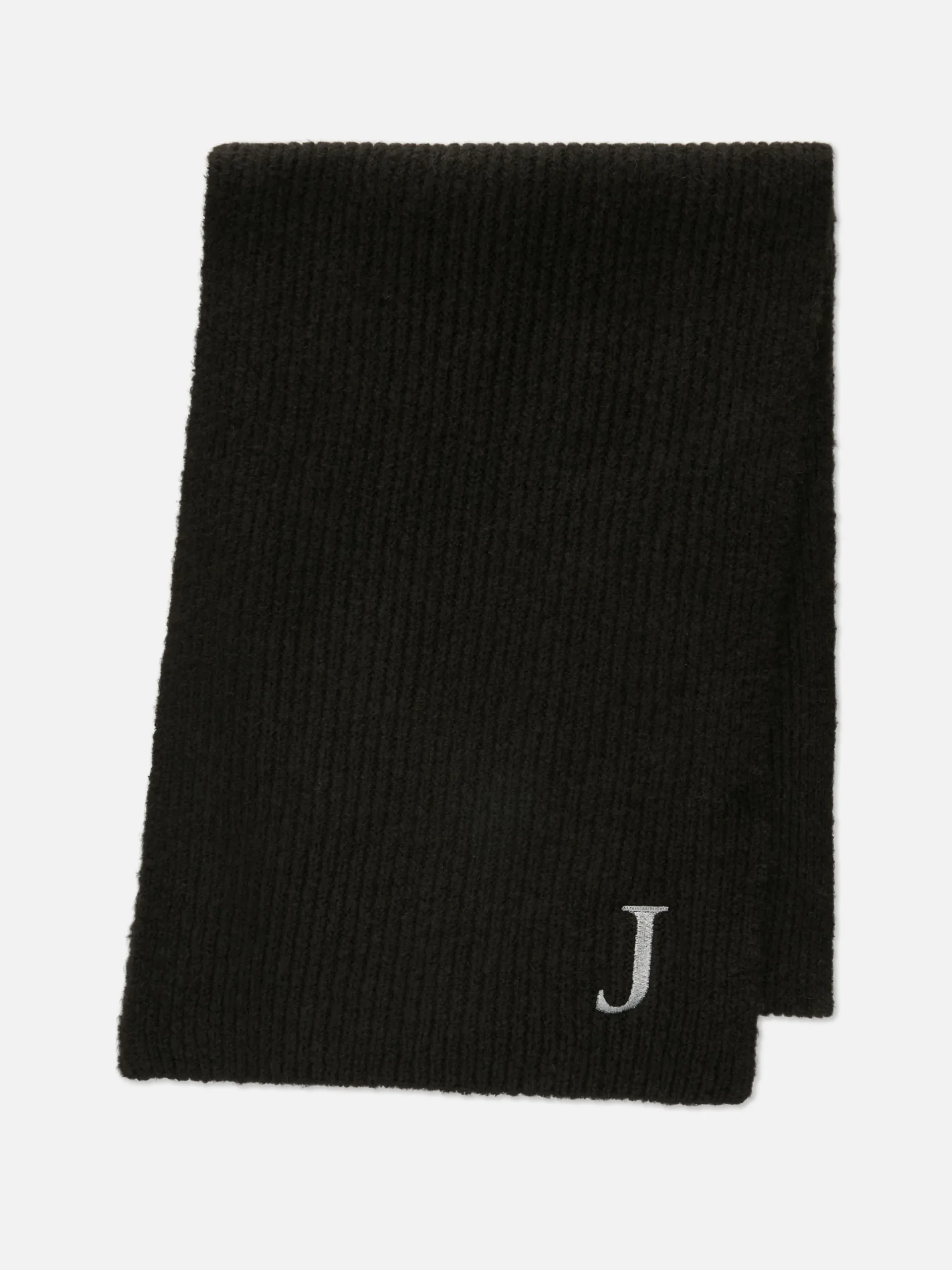 Bufanda De Punto Acanalado Con Inicial Bordada