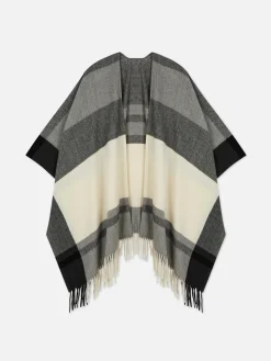 Bufanda Tipo Capa Con Estampado De Cuadros