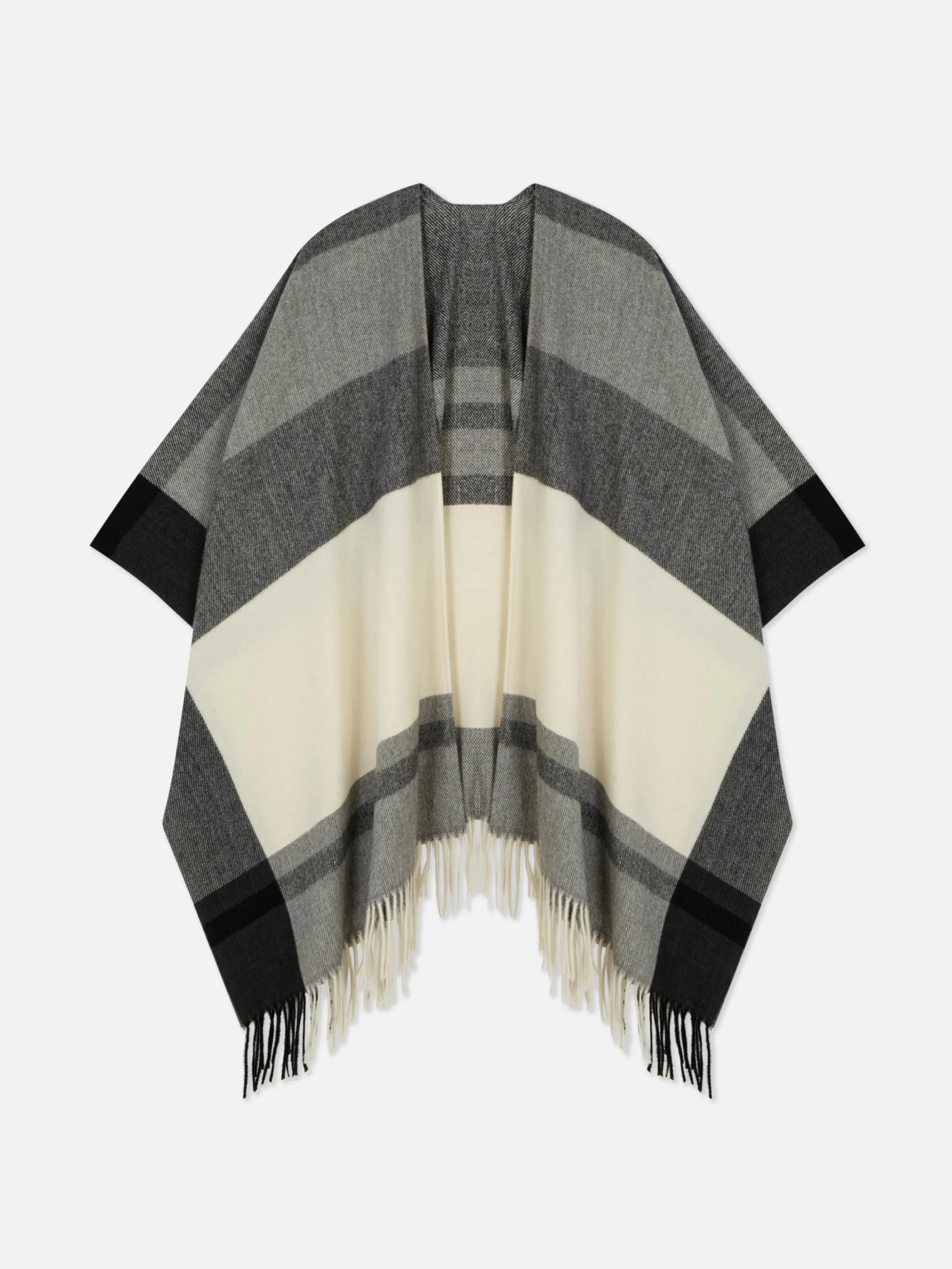 Bufanda Tipo Capa Con Estampado De Cuadros