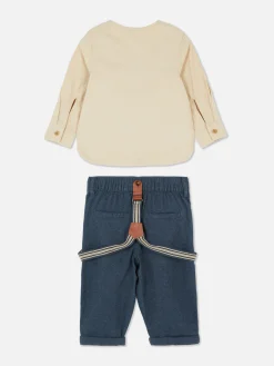 Camisa De Botones Y Pantalones Con Tirantes