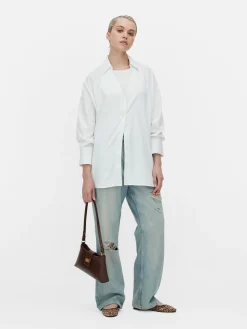 Camisa De Popelina De Corte Oversize