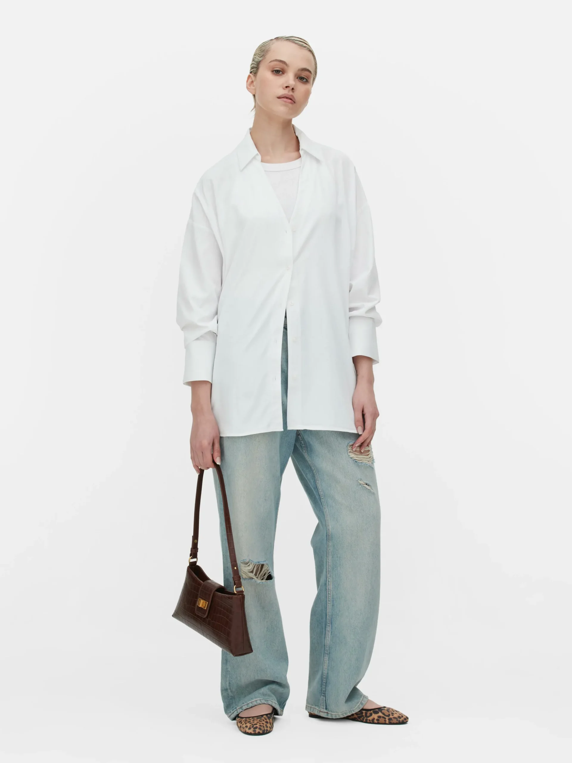 Camisa De Popelina De Corte Oversize