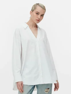 Camisa De Popelina De Corte Oversize