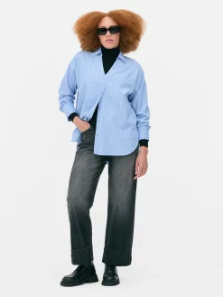 Camisa De Popelina De Corte Oversize