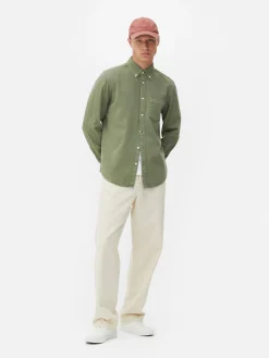 Camisa De Sarga De Algodón De Manga Larga