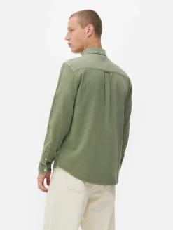 Camisa De Sarga De Algodón De Manga Larga