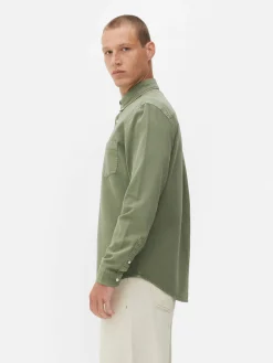 Camisa De Sarga De Algodón De Manga Larga