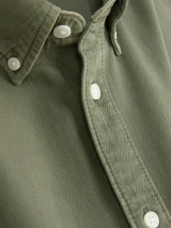 Camisa De Sarga De Algodón De Manga Larga