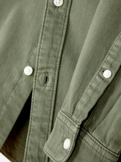 Camisa De Sarga De Algodón De Manga Larga