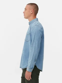 Camisa De Sarga De Algodón De Manga Larga