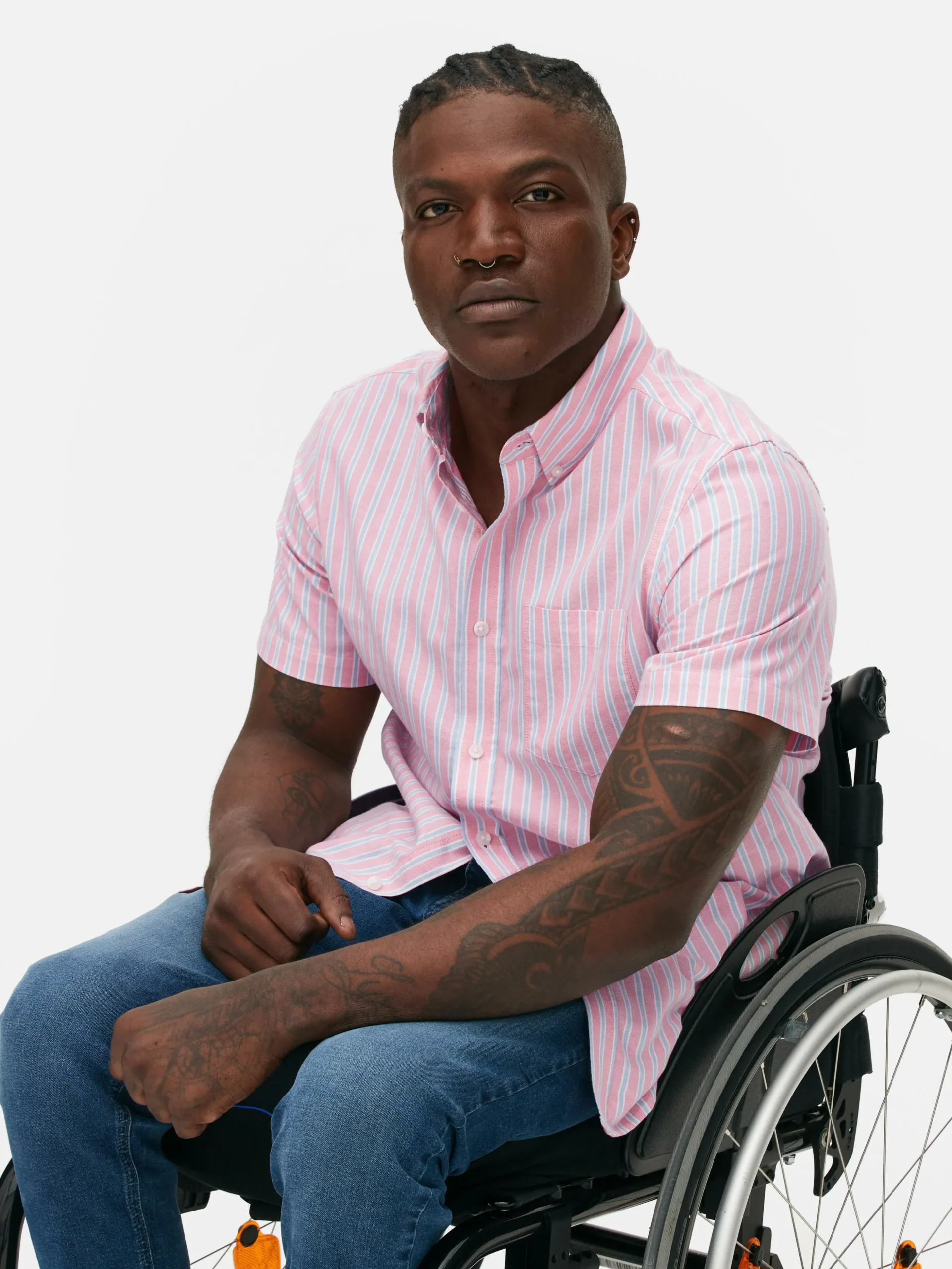 Camisa Oxford De Manga Corta A Rayas