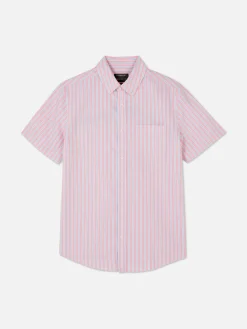 Camisa Oxford De Manga Corta A Rayas