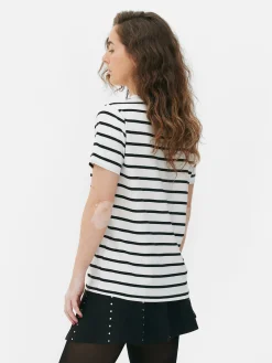 Camiseta A Rayas Con Cuello Redondo