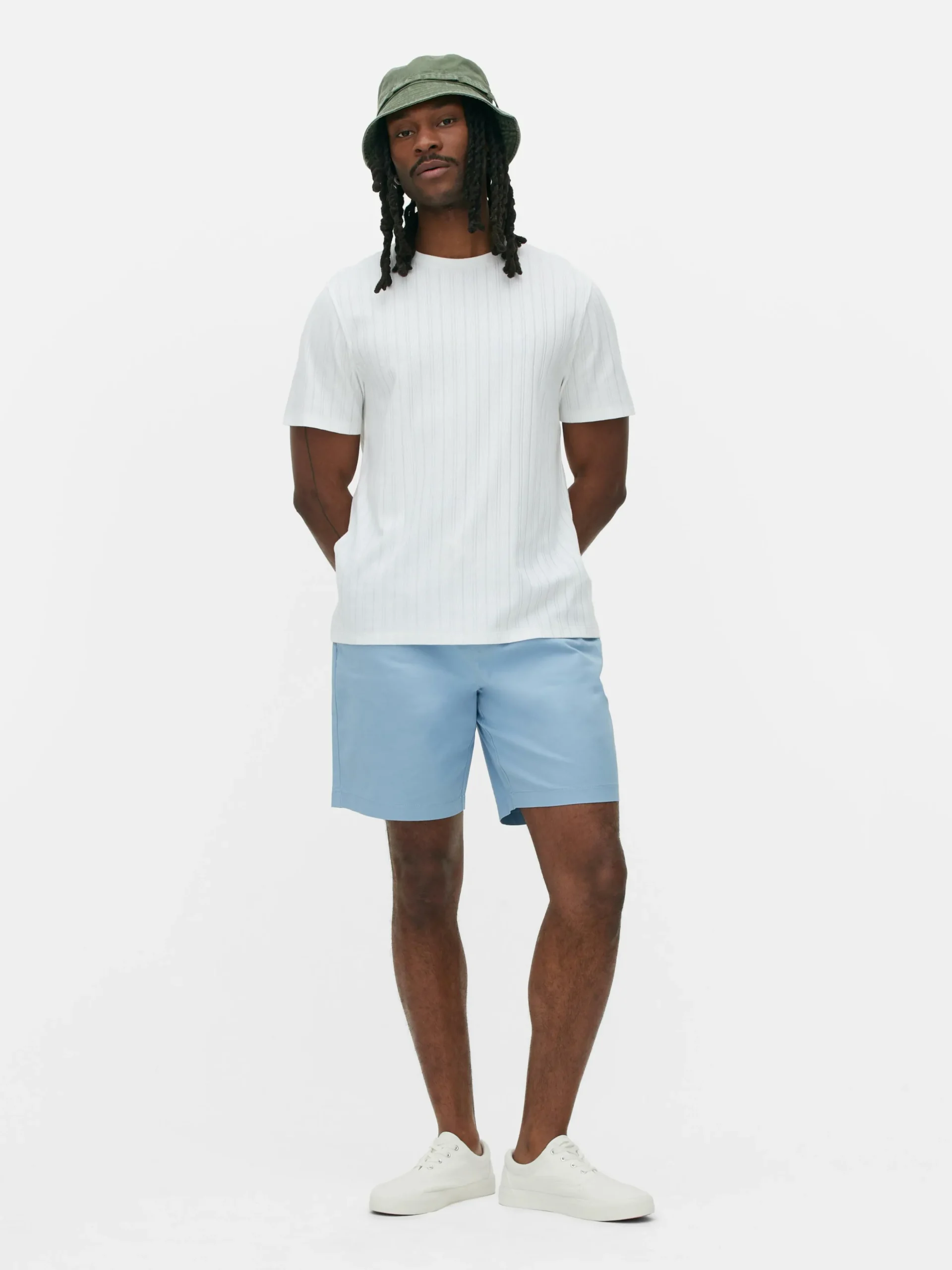 Camiseta Acanalada Con Cuello Redondo