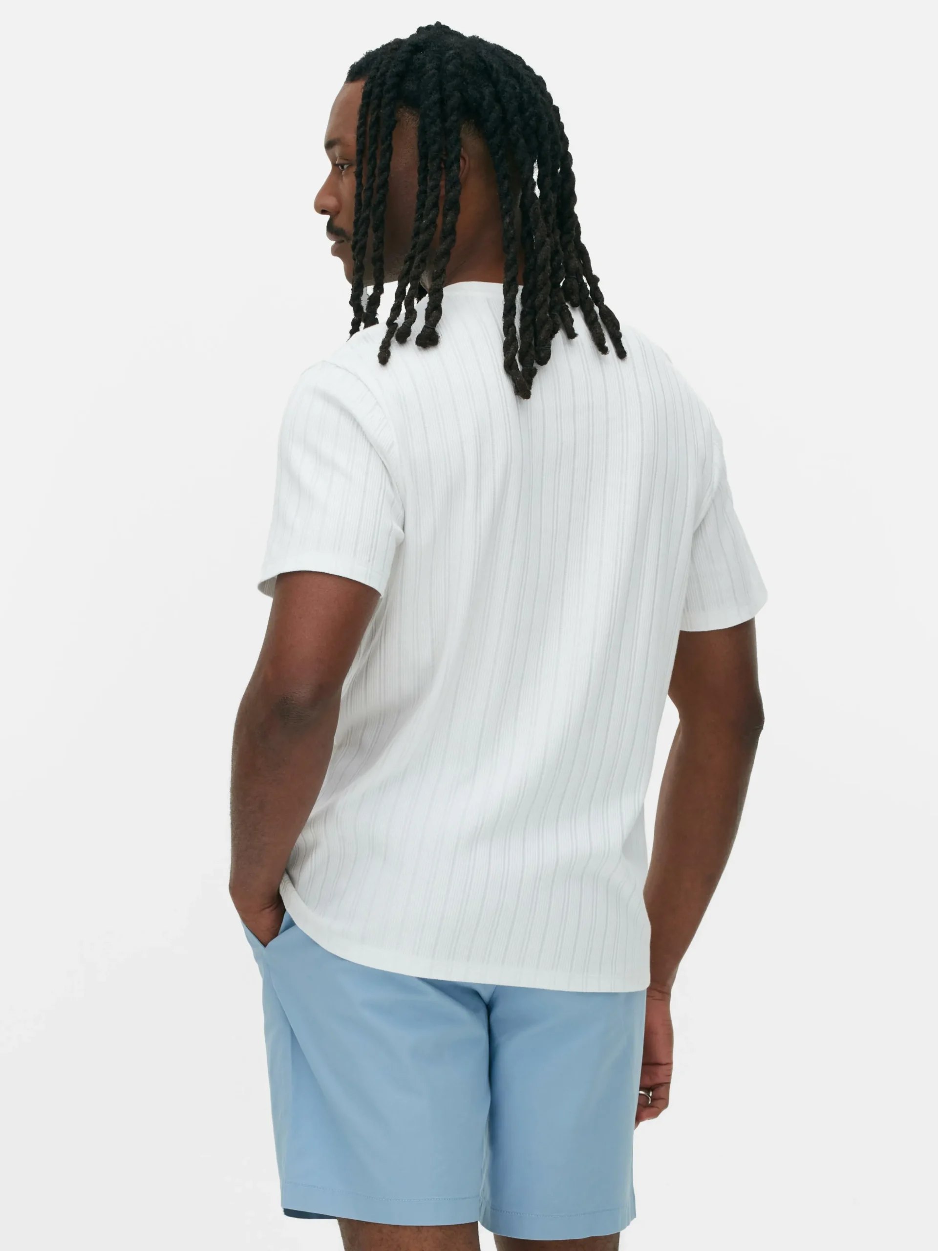 Camiseta Acanalada Con Cuello Redondo