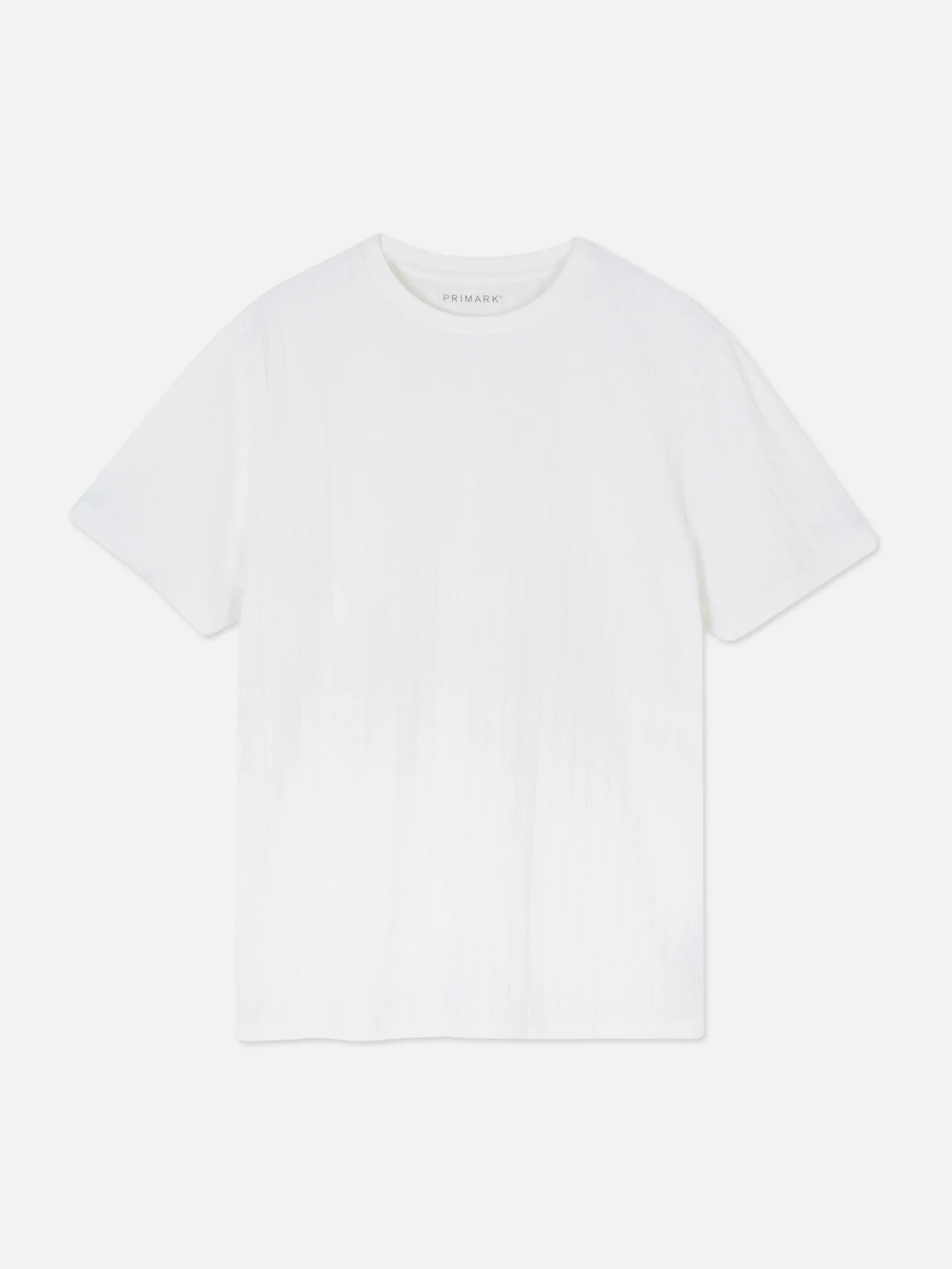 Camiseta Acanalada Con Cuello Redondo