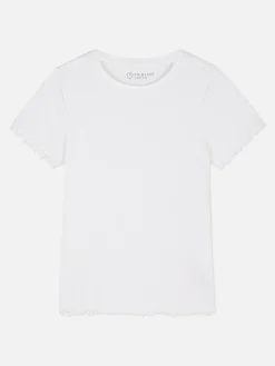 Camiseta Acanalada Con Ribetes Ondulados