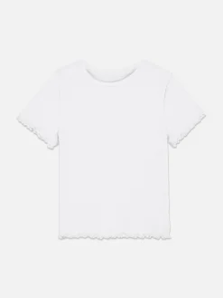 Camiseta Acanalada Con Ribete Ondulado A Juego