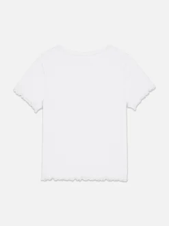 Camiseta Acanalada Con Ribete Ondulado A Juego