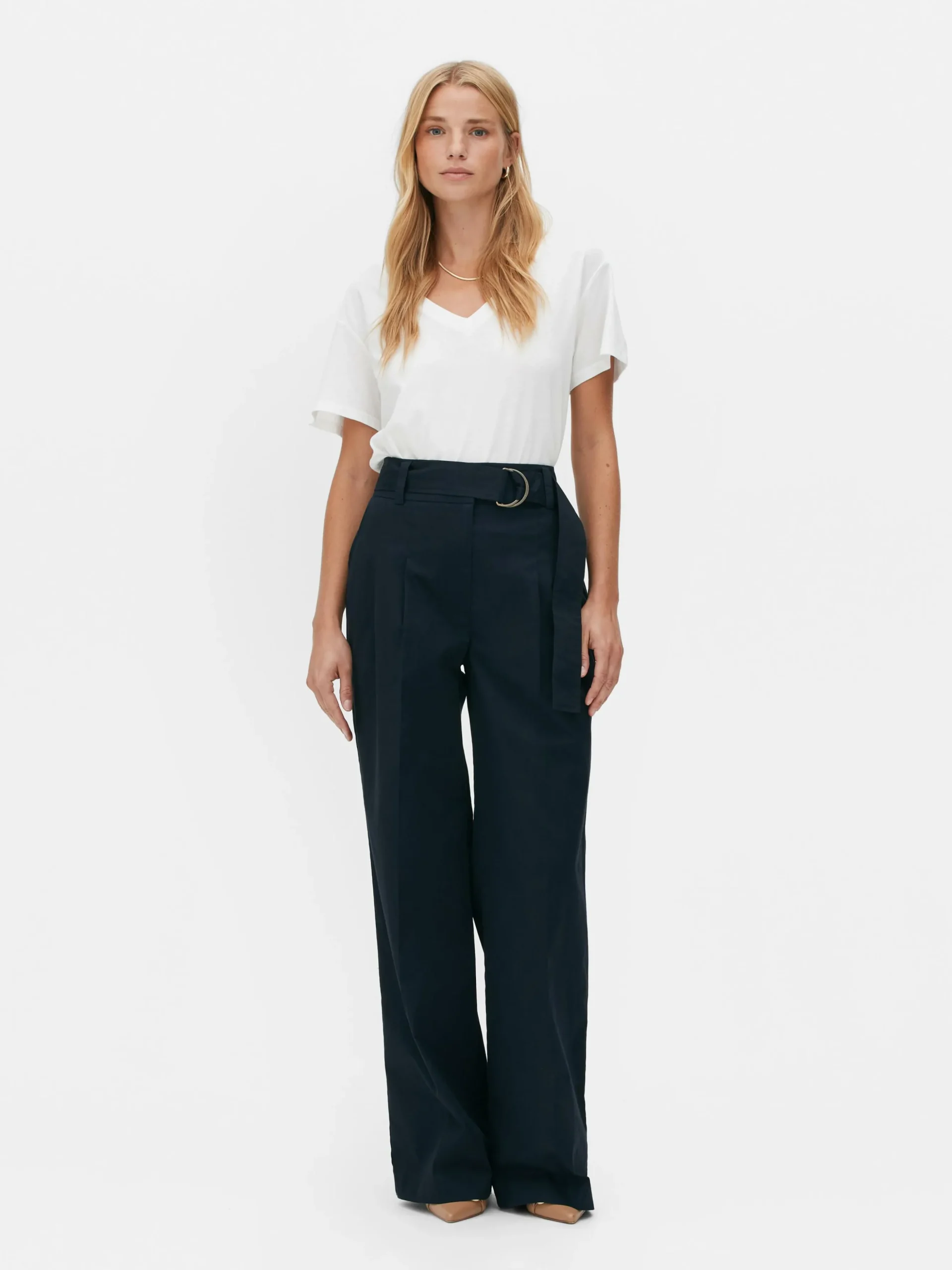 Camiseta Con Cuello De Pico En Mezcla De Algodón