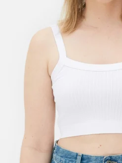 Camiseta Corta Acanalada Con Textura