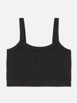 Camiseta Corta Acanalada Con Textura