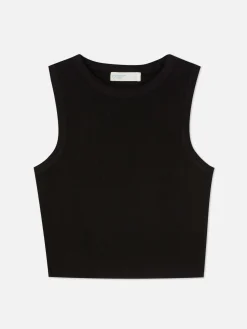 Camiseta Corta De Punto Sin Mangas De Cuello Redondo