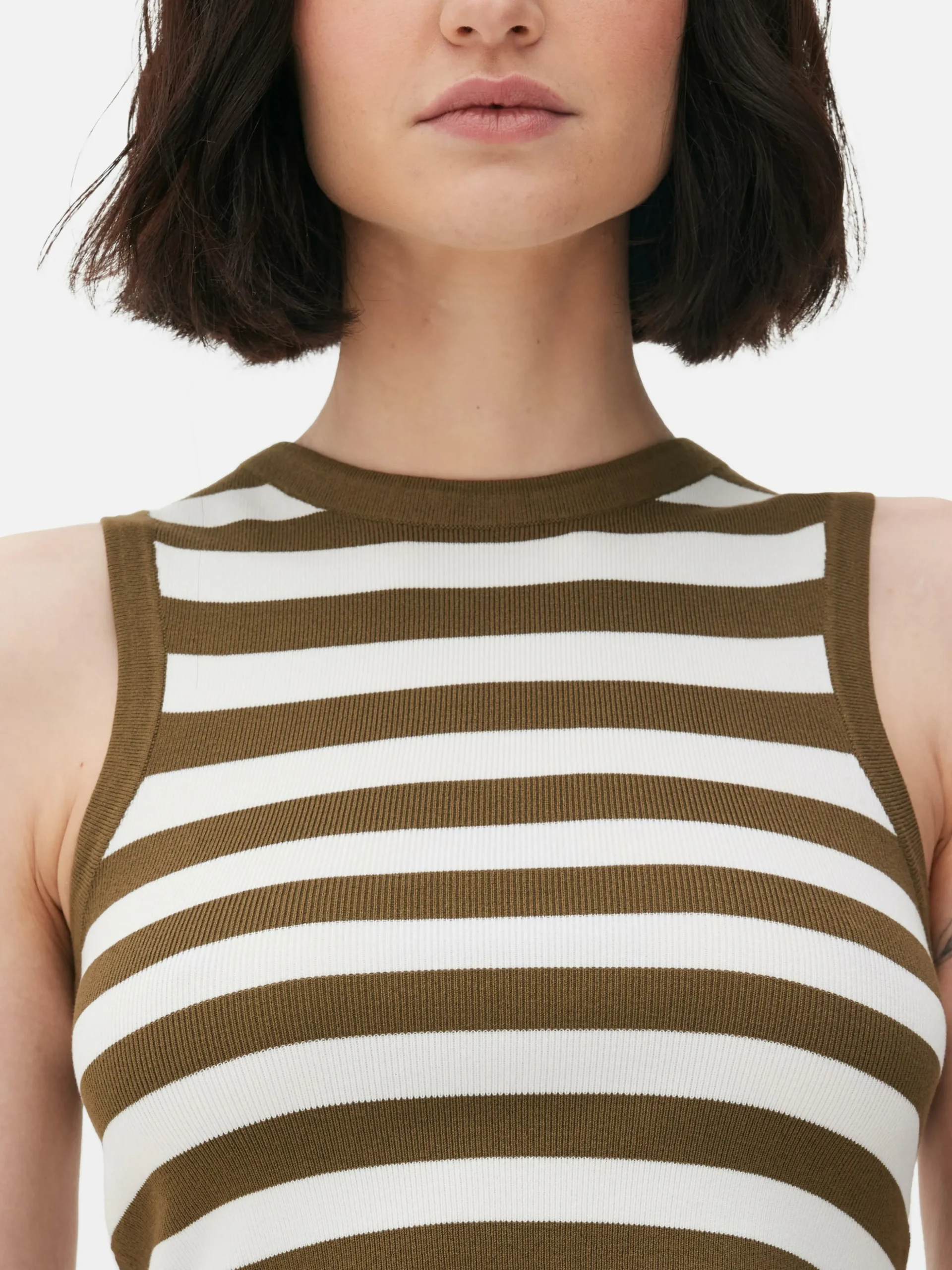 Camiseta Corta De Punto Sin Mangas De Cuello Redondo