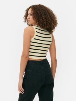 Camiseta Corta De Punto Sin Mangas De Cuello Redondo