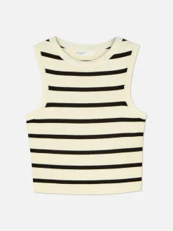 Camiseta Corta De Punto Sin Mangas De Cuello Redondo