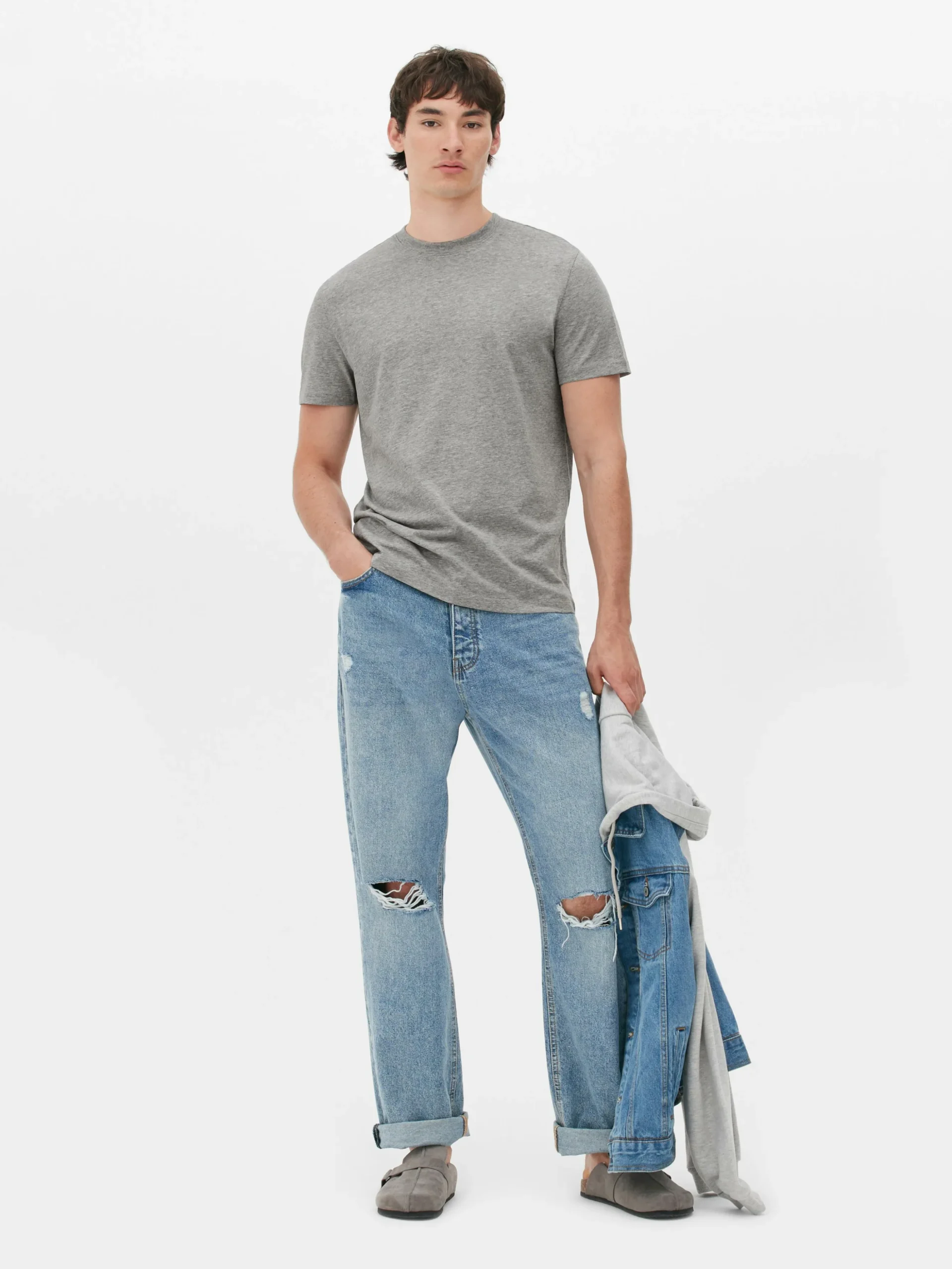 Camiseta De Algodón Con Cuello Redondo